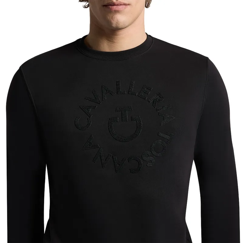 Cavalleria Toscana Cotton Crew Neck Mens Sweatshirt - Black-2