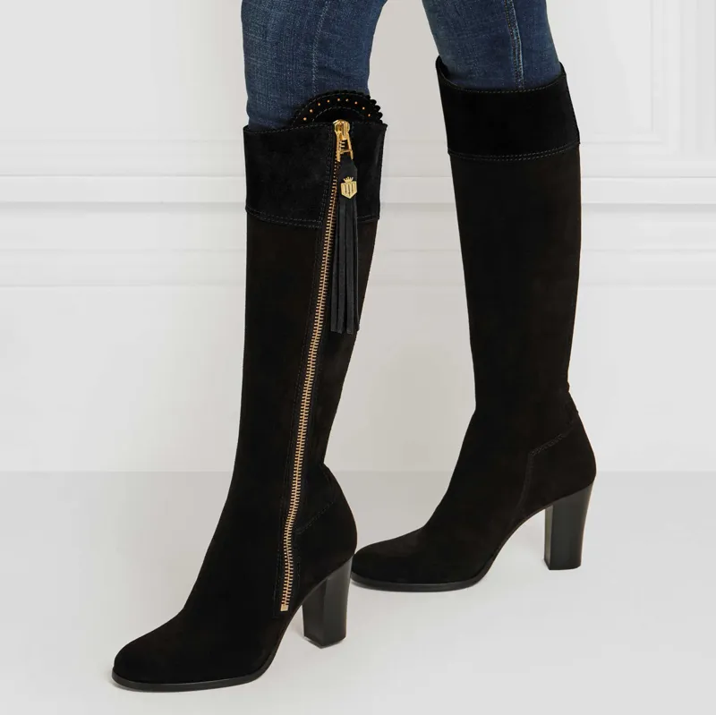 Fairfax and Favor Regina High Heeled Boots - Black Suede-5