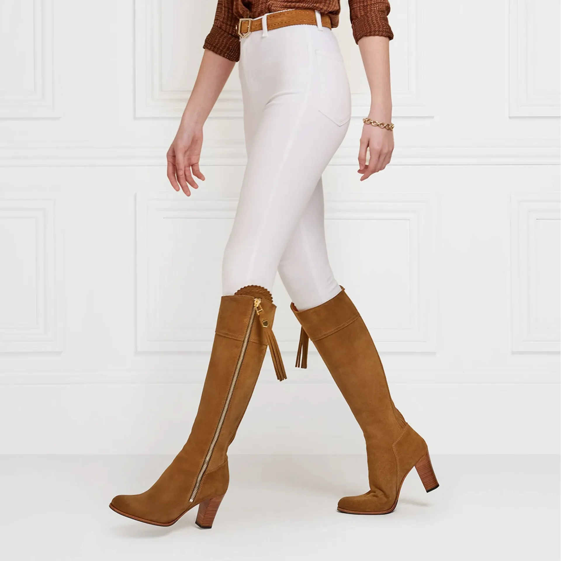 Fairfax and Favor Regina High Heeled Boots Tan Suede