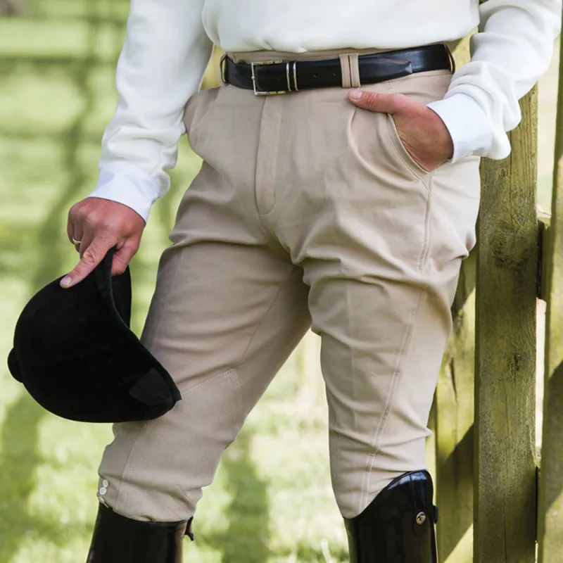 Equetech Foxhunter Hybrid Knee Patch Mens Competition Breeches - Beige-4