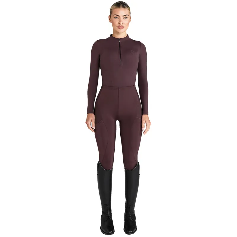 Aztec Diamond Core Full Grip Ladies Riding Leggings - Deep Mauve-4