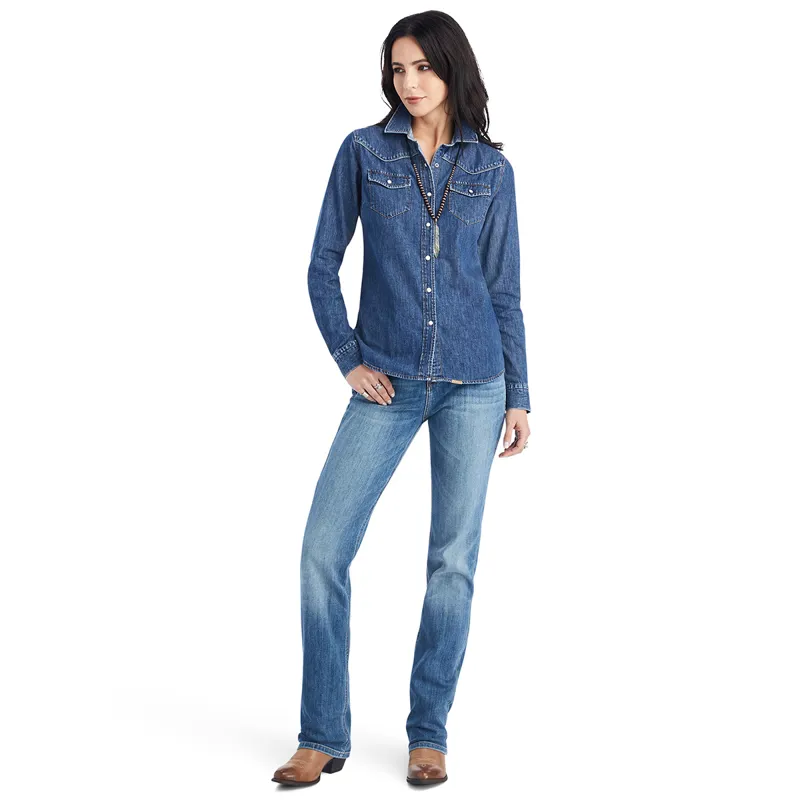 Ariat Farriday Womens Denim Shirt - Bluelight-4