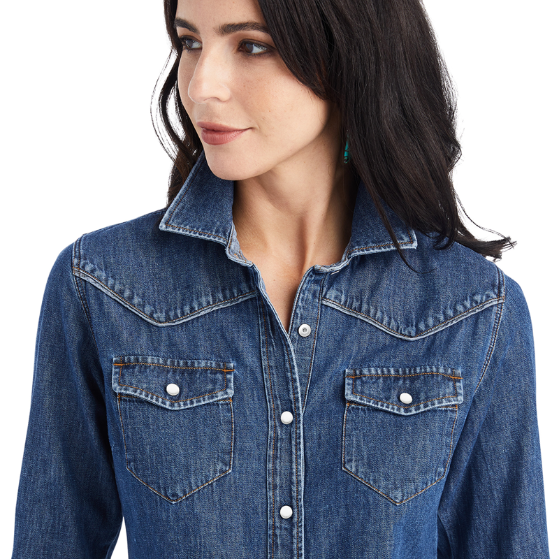 Ariat Farriday Womens Denim Shirt - Bluelight-3