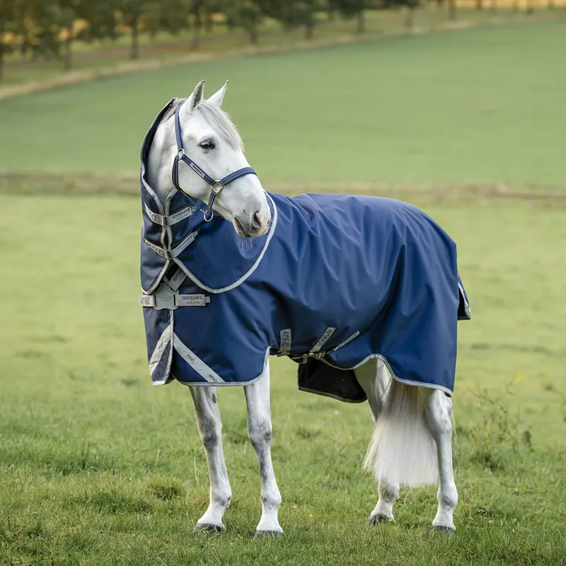 Amigo 1200D FieldSafe Plus 50g Turnout Rug - Navy/Titanium Grey/Silver