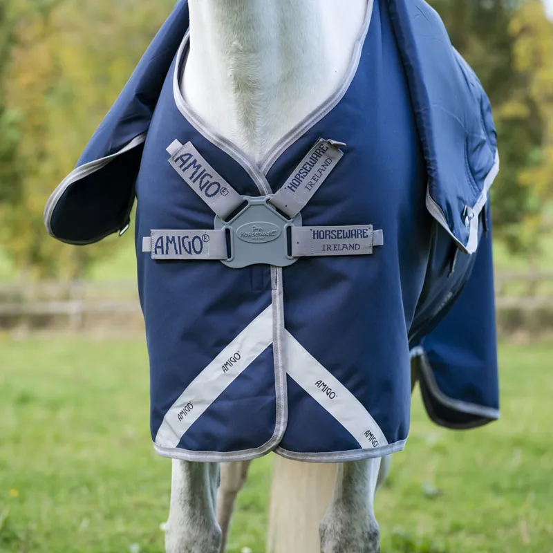 Amigo 1200D FieldSafe Plus 50g Turnout Rug - Navy/Titanium Grey/Silver-6