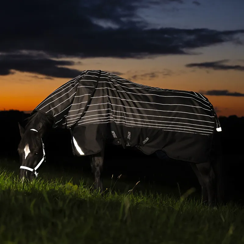 Amigo 1200D FieldSafe Reflectech Plus 0g Turnout Rug - Black/Reflective-2
