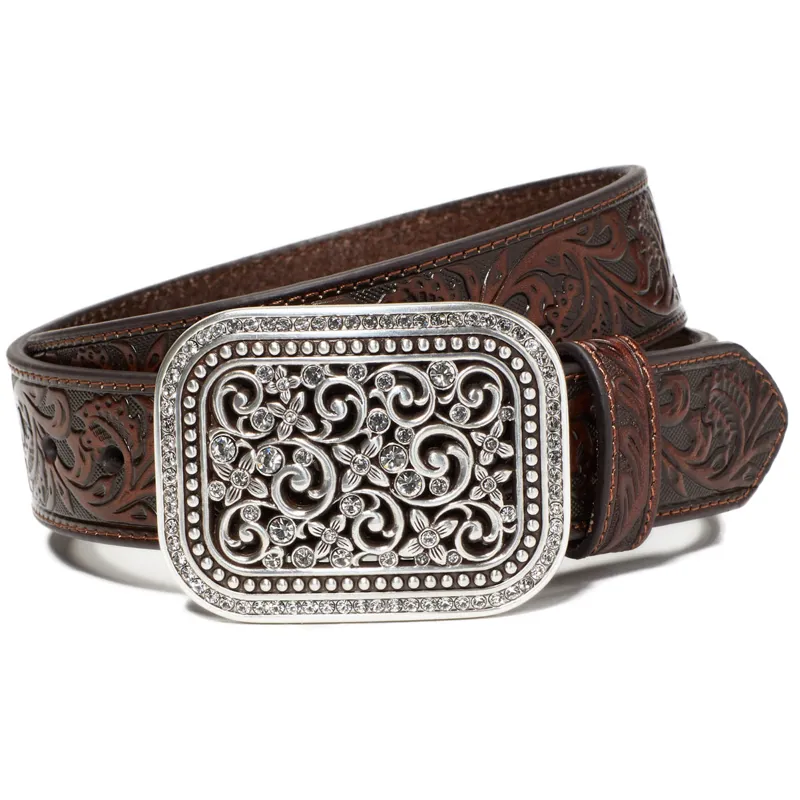 Ariat Fillagree Rhinestone Ladies Belt - Brown