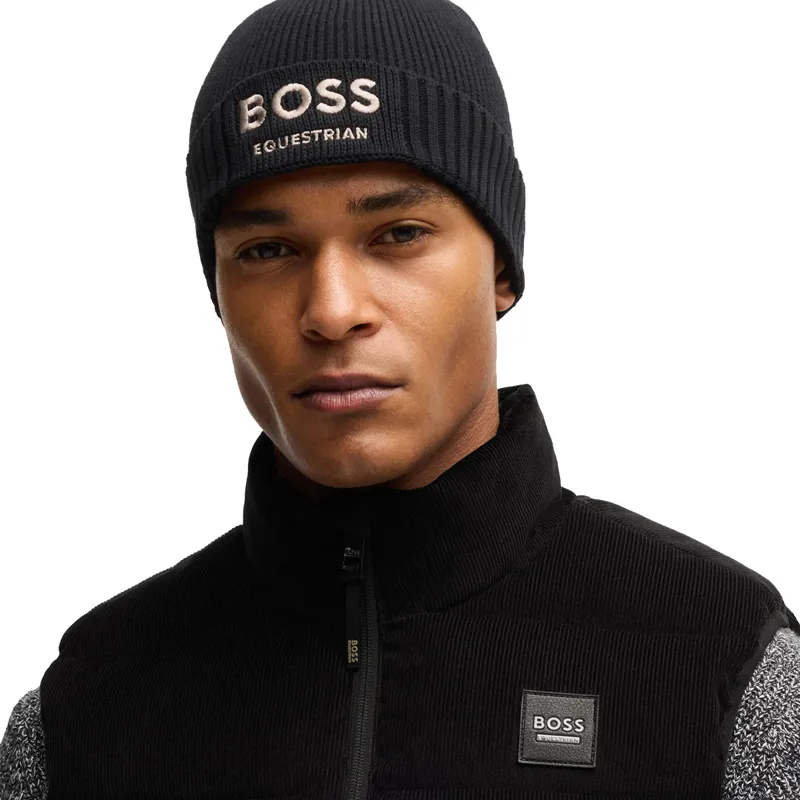 BOSS Equestrian Fisher Beanie Hat - Black-2