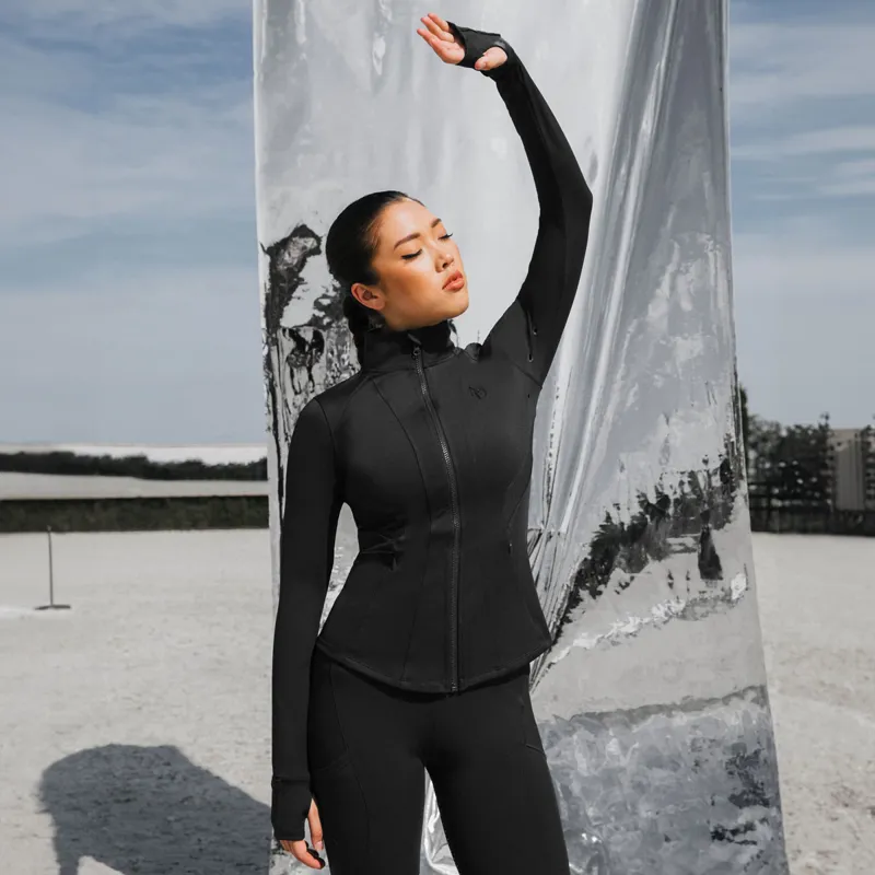 Aztec Diamond Fitted Ladies Jacket - Black-9