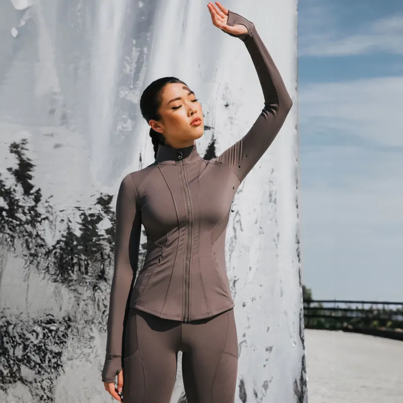 Aztec Diamond Fitted Ladies Jacket - Fawn-5