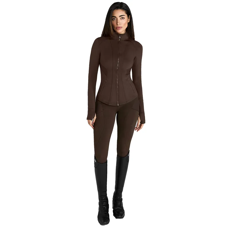 Aztec Diamond Fitted Womens Jacket - Mocha-5