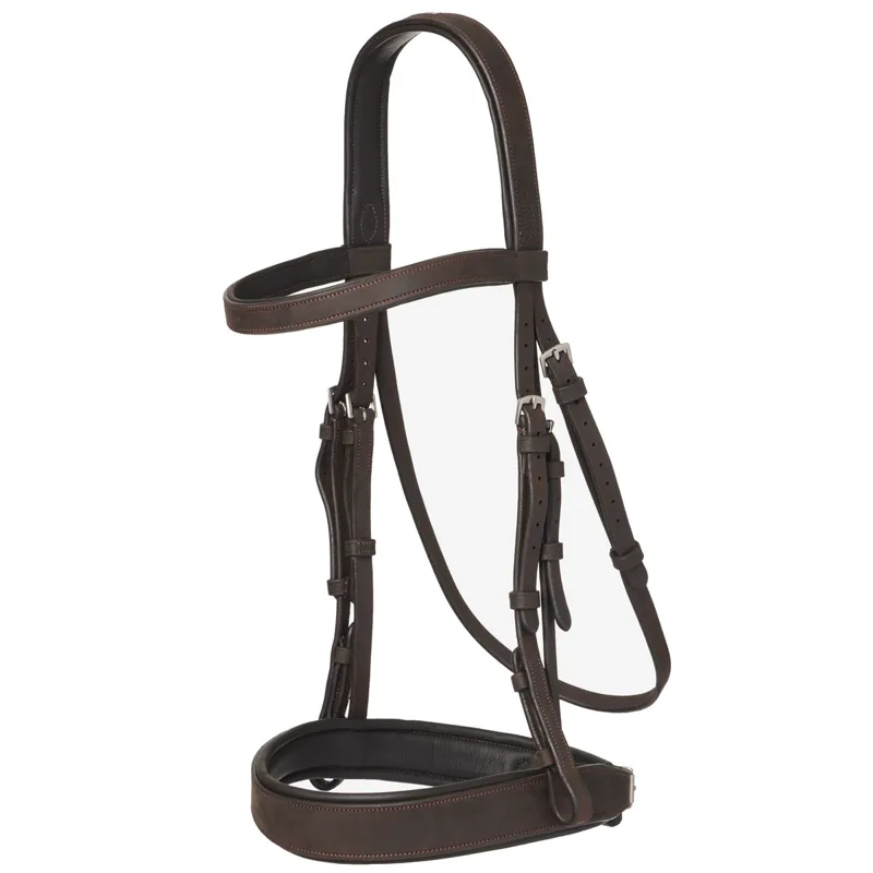 LeMieux Flat Hunter Bridle with Laced Reins - Havana/Silver