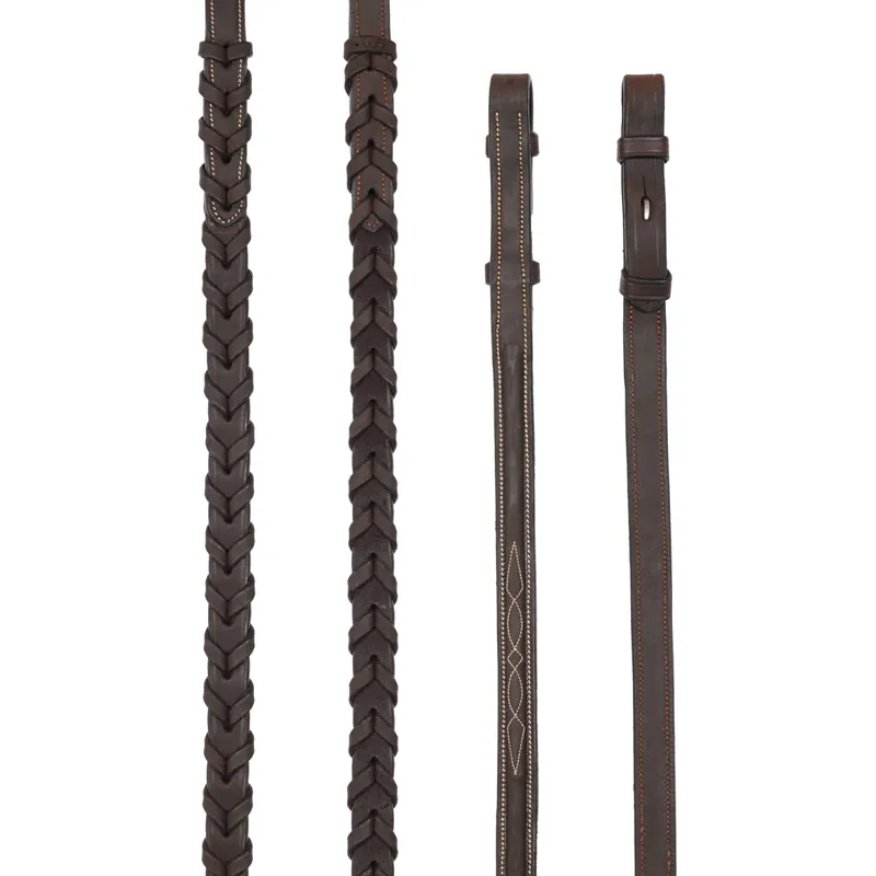 LeMieux Flat Hunter Bridle with Laced Reins - Havana/Silver-1