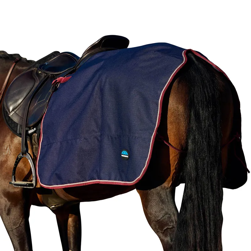 WeatherBeeta Essential Fleece Lined Quarter Sheet - Navy/Burgundy-5