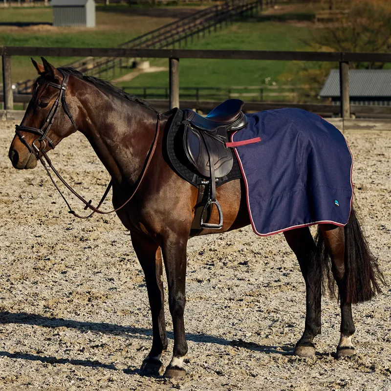 WeatherBeeta Essential Fleece Lined Quarter Sheet - Navy/Burgundy-3