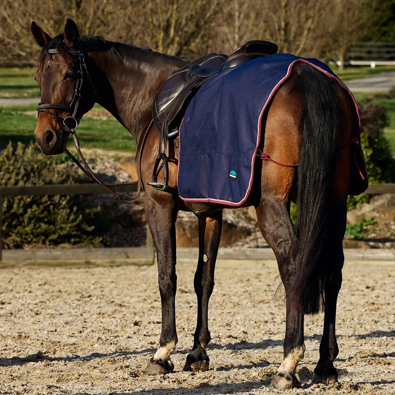 WeatherBeeta Essential Fleece Lined Quarter Sheet - Navy/Burgundy-1