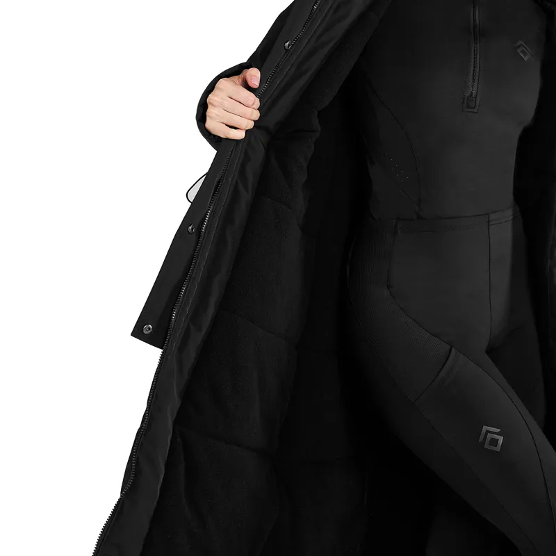 Aztec Diamond Fleece Lined Womens Rain Jacket - Black-2