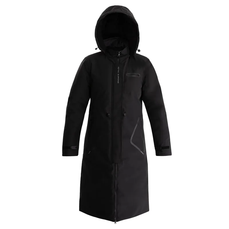 Aztec Diamond Fleece Lined Womens Rain Jacket - Black-1