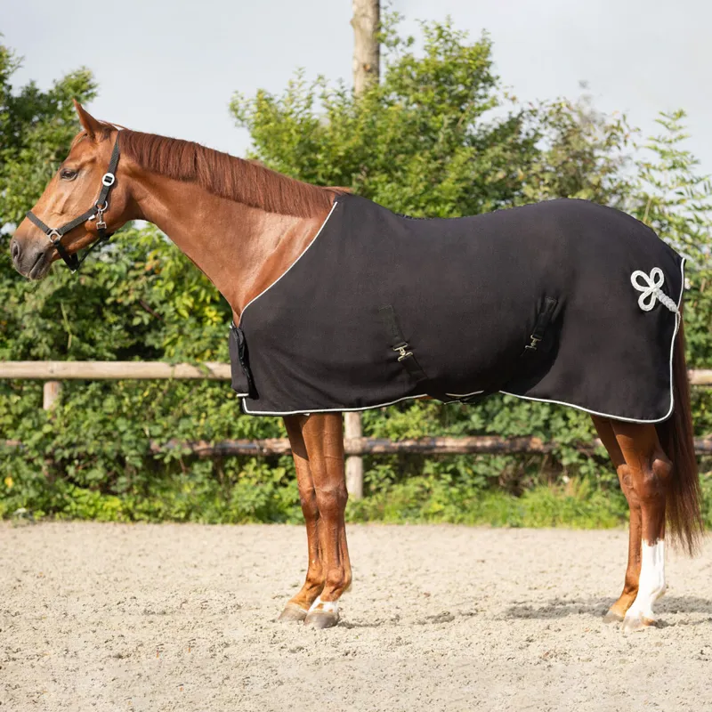 QHP Fleece Show Rug - Black/Silver