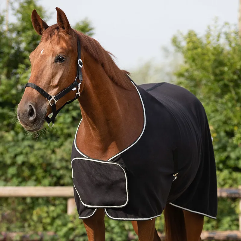 QHP Fleece Show Rug - Black/Silver-1