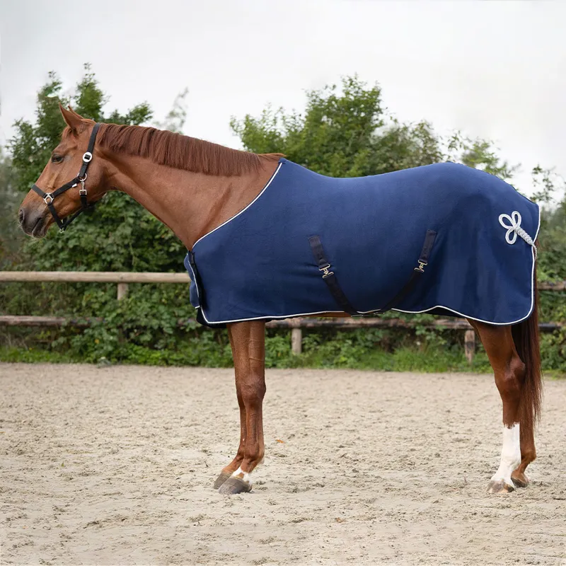 QHP Fleece Show Rug - Blue/Silver