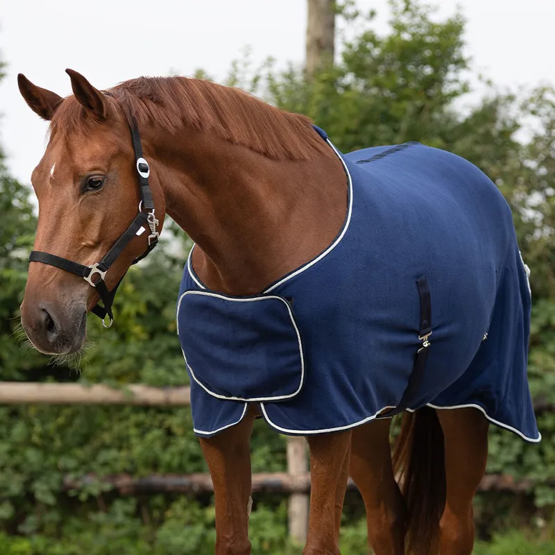 QHP Fleece Show Rug - Blue/Silver-1