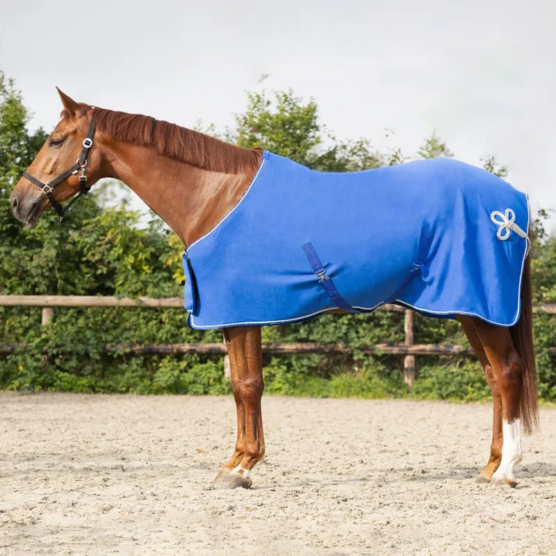 QHP Fleece Show Rug - Cobalt Blue/Silver