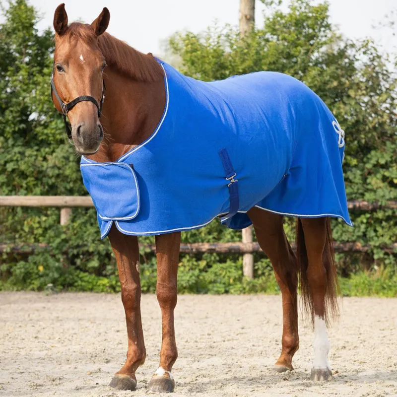QHP Fleece Show Rug - Cobalt Blue/Silver-1