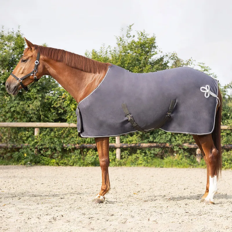 QHP Fleece Show Rug - Grey/Silver