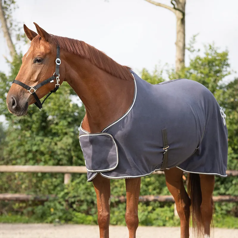 QHP Fleece Show Rug - Grey/Silver-1