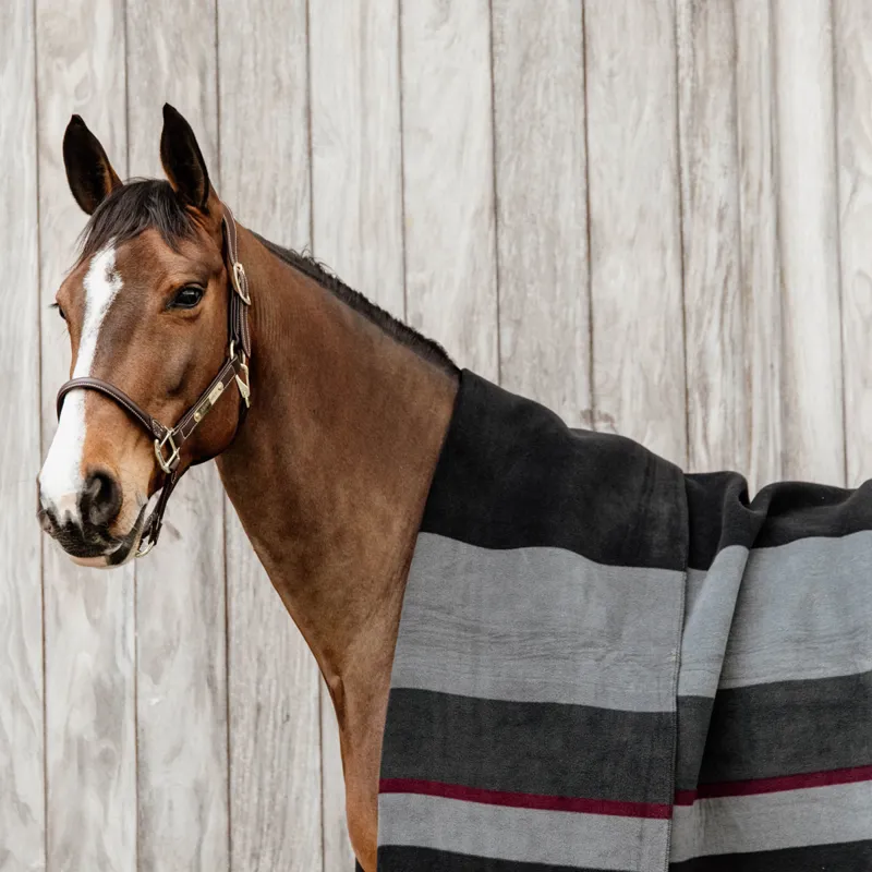 Kentucky Square Heavy Fleece Striped Rug - Black/Grey-1