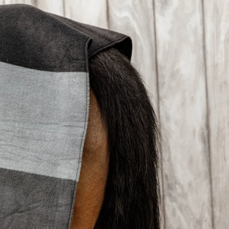 Kentucky Square Heavy Fleece Striped Rug - Black/Grey-4