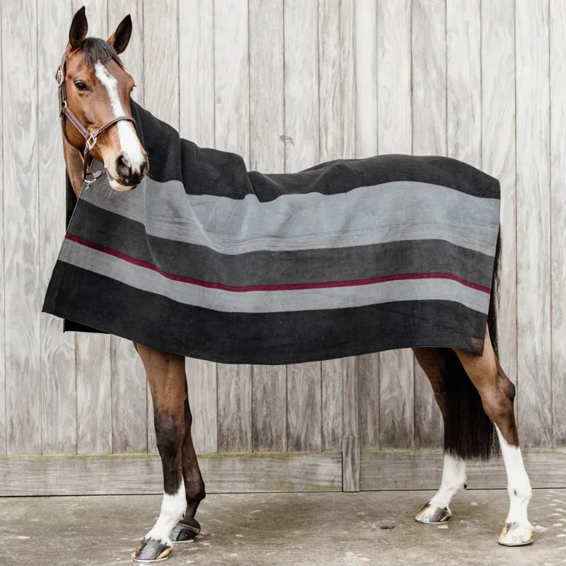 Kentucky Square Heavy Fleece Striped Rug - Black/Grey