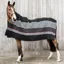 Kentucky Square Heavy Fleece Striped Rug - Black/Grey