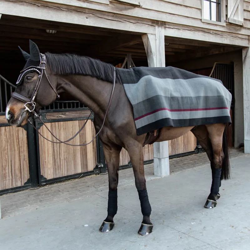 Kentucky Square Heavy Fleece Striped Rug - Black/Grey-6