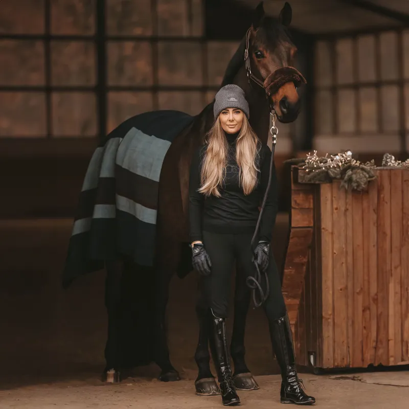 Kentucky Square Heavy Fleece Striped Rug - Black/Grey-7