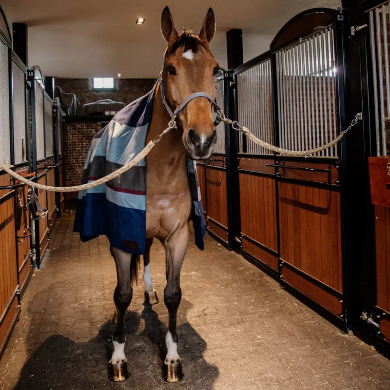 Kentucky Square Heavy Fleece Striped Rug - Navy/Grey-1