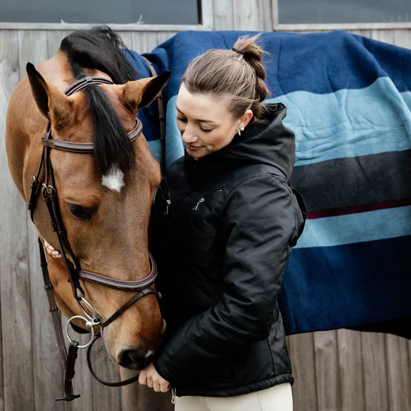 Kentucky Square Heavy Fleece Striped Rug - Navy/Grey-4