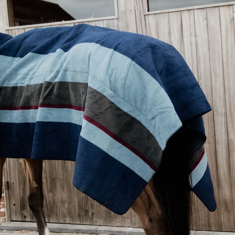 Kentucky Square Heavy Fleece Striped Rug - Navy/Grey-5