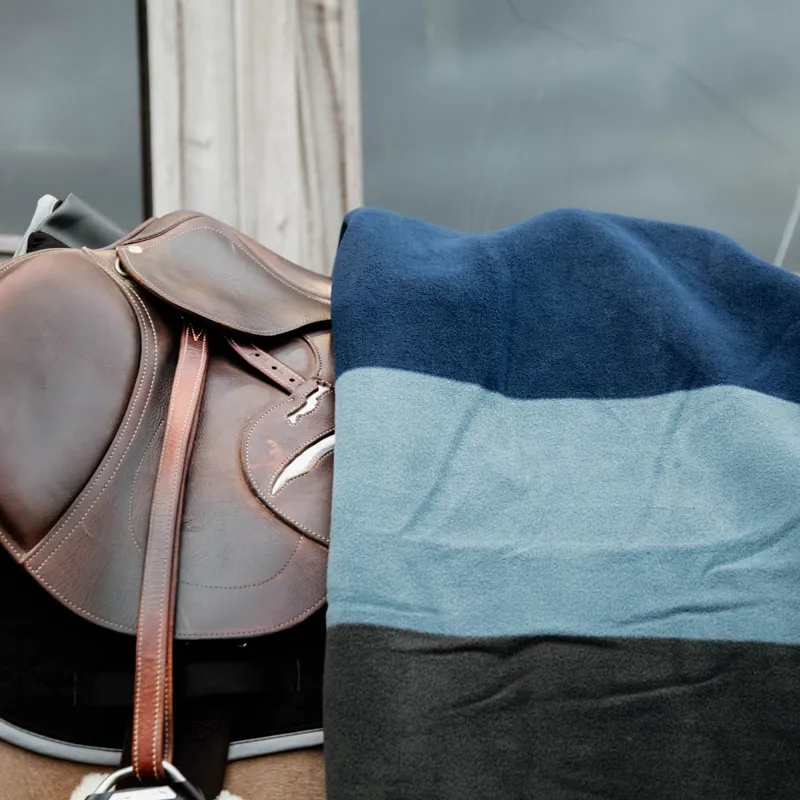 Kentucky Square Heavy Fleece Striped Rug - Navy/Grey-7