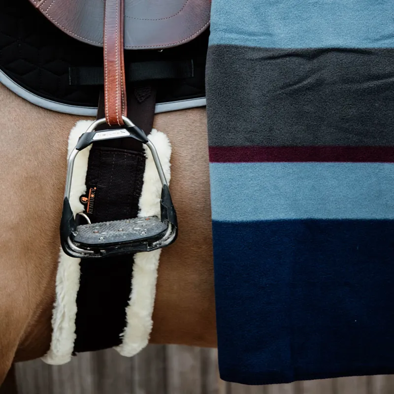 Kentucky Square Heavy Fleece Striped Rug - Navy/Grey-9