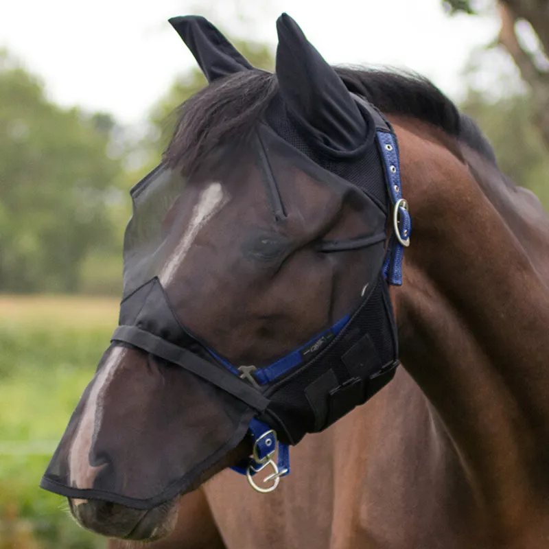 QHP Fly Mask with Detachable Nose Cover - Black