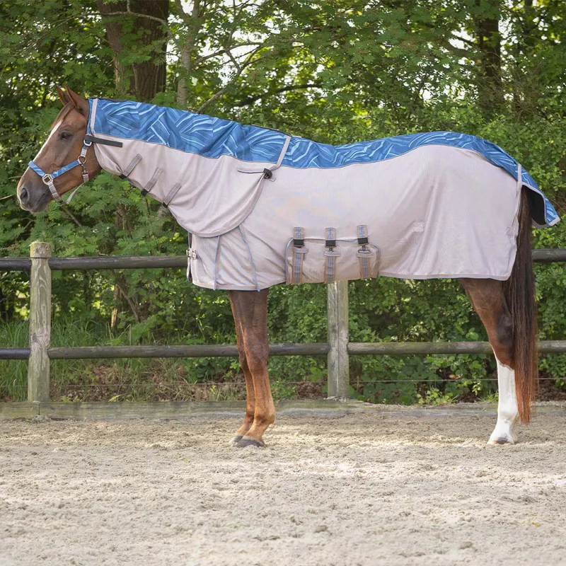 QHP Collection Combo Neck Waterproof Fly Rug - Seashell