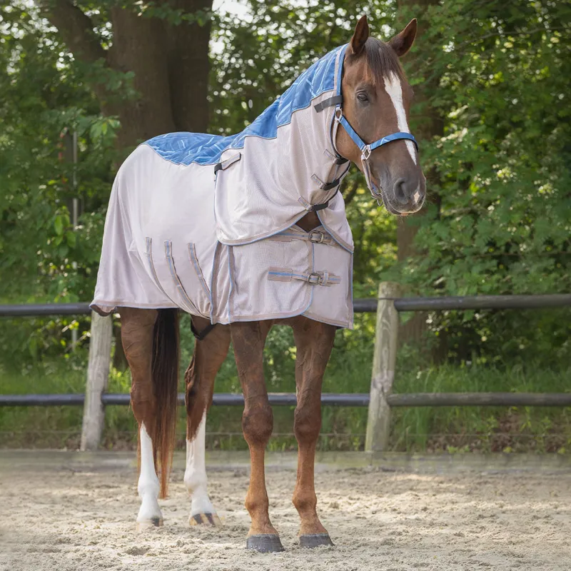 QHP Collection Combo Neck Waterproof Fly Rug - Seashell-4