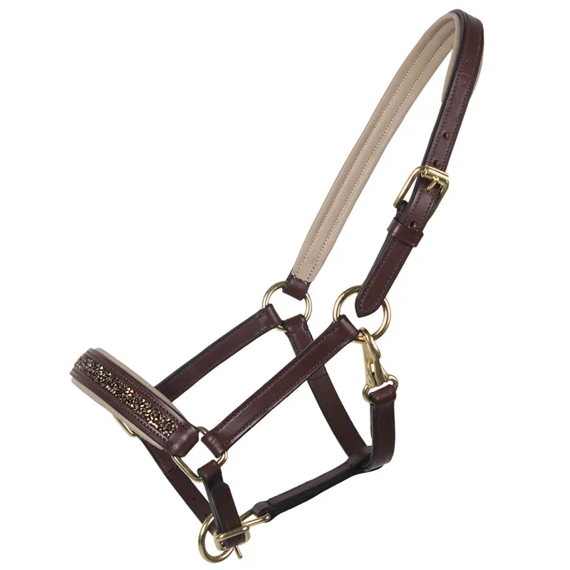 QHP Lupine Leather Foal Headcollar - Brown/Beige