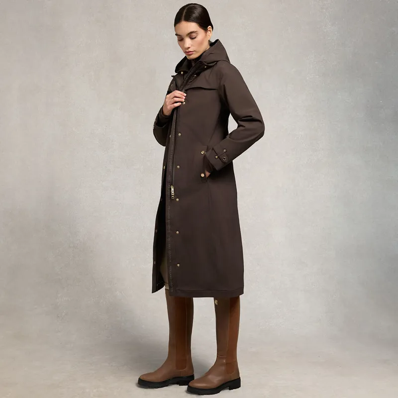 Holland Cooper Folgate Womens Long Waterproof Rain Coat - Chocolate-3