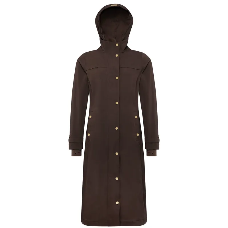 Holland Cooper Folgate Womens Long Waterproof Rain Coat - Chocolate-2