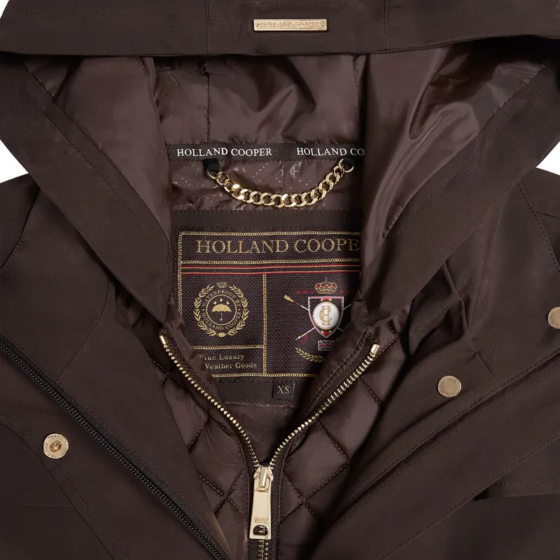 Holland Cooper Folgate Womens Long Waterproof Rain Coat - Chocolate-7
