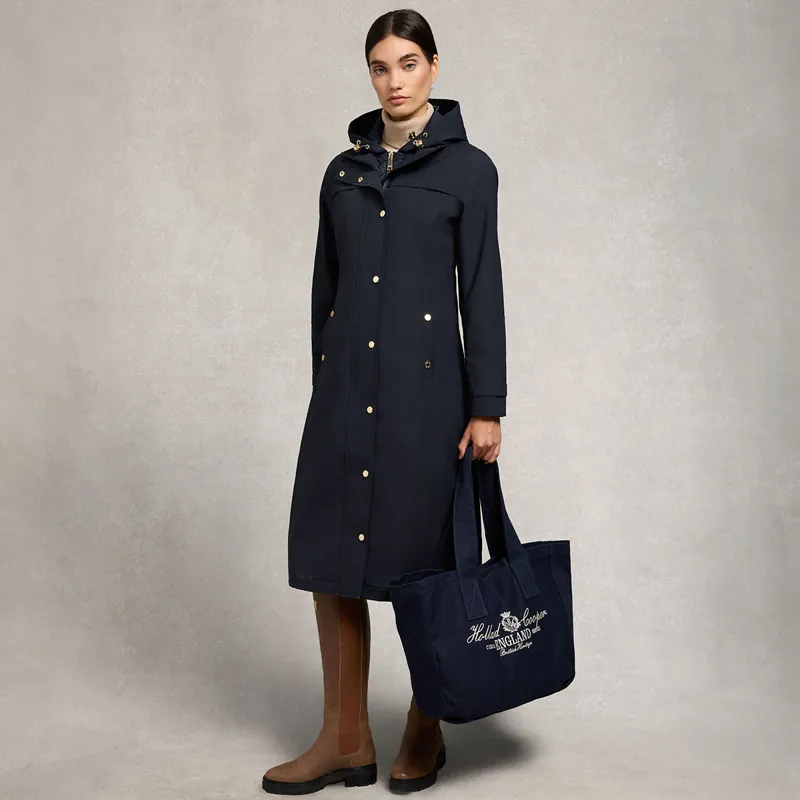 Holland Cooper Folgate Womens Long Waterproof Rain Coat - Ink Navy-9