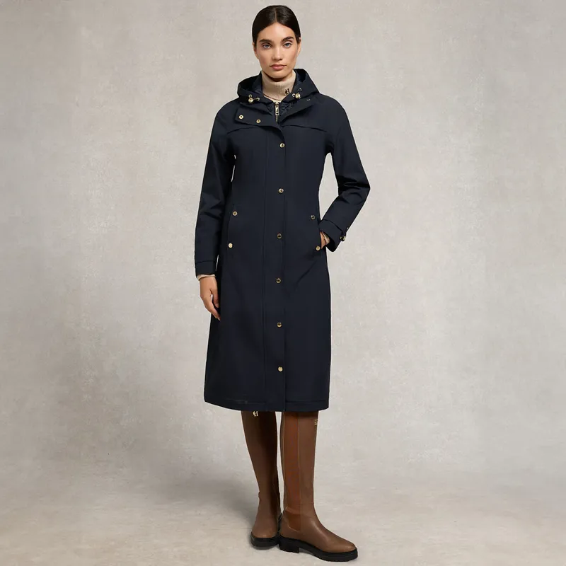 Holland Cooper Folgate Womens Long Waterproof Rain Coat - Ink Navy